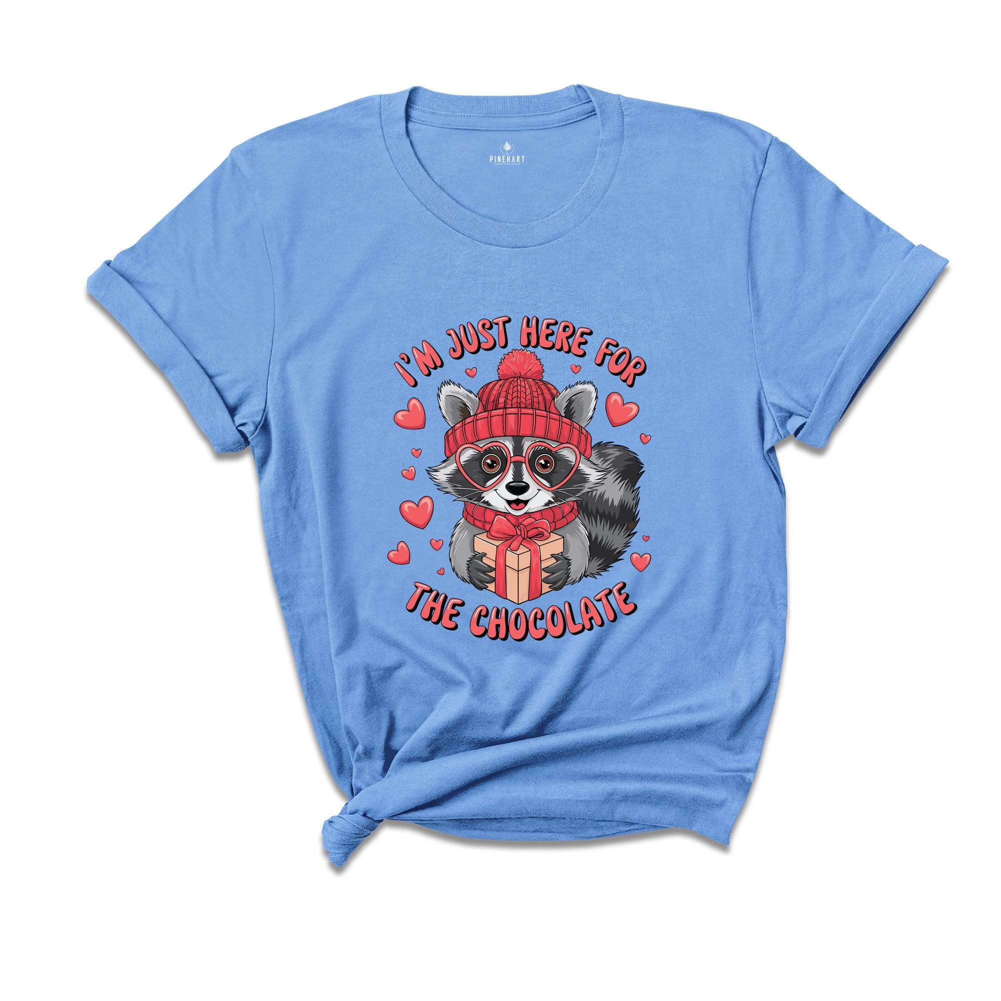 I'm Just Here For The Chocolate Shirt, Funny Racoon Valentines Day Shirt, Single Valentines Day Shirt, Valentines Day Shirt, Raccoon Shirt