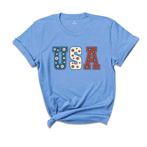 Floral USA Shirt, Retro America Shirt, 4th Of July Shirt, 4th Of July Gift, Patriotic Shirt, Independence Day Tee, America Shirt, Floral Tee