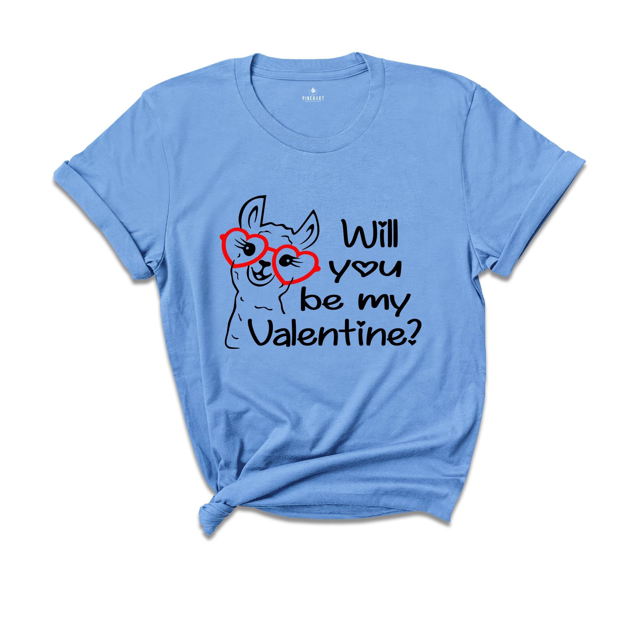 Will You Be My Valentine Llama Shirt, Funny Valentines Day Gift, Cute Llama Valentines Tee, Happy Valentines Day Shirt