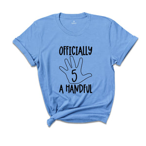 Officially A Handful T-shirt, 5th Birthday Matching Shirts, Fifth Birthday Gift, Fifth Birthday Party Tee, Cute Birthday Gift