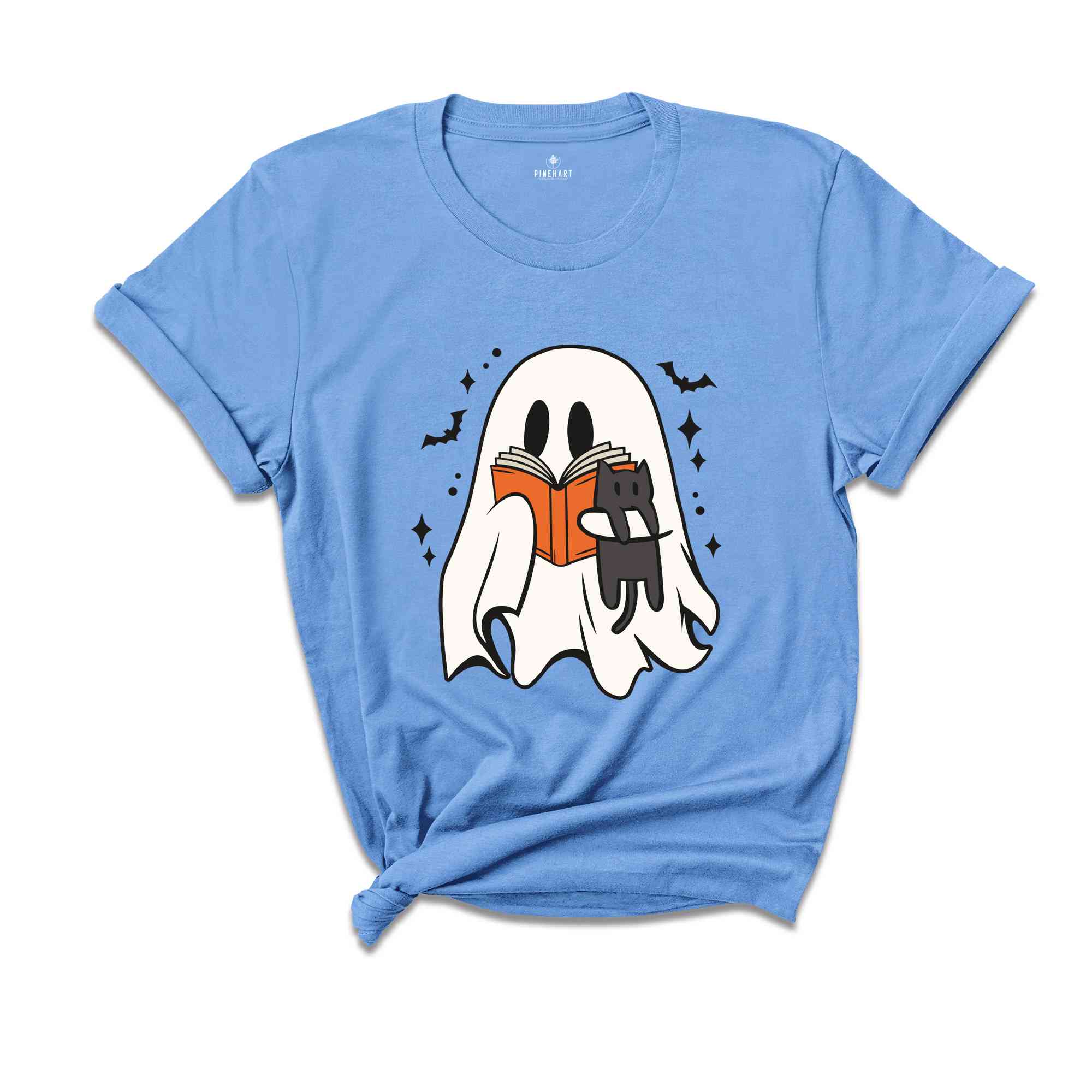 Cute Bookish Ghost Shirt, Boo Shirt, Halloween Librarian Shirt, Spooky Season Shirt, Bookworm Gift, Ghost Reading Book Shirt, Spooky Shirt