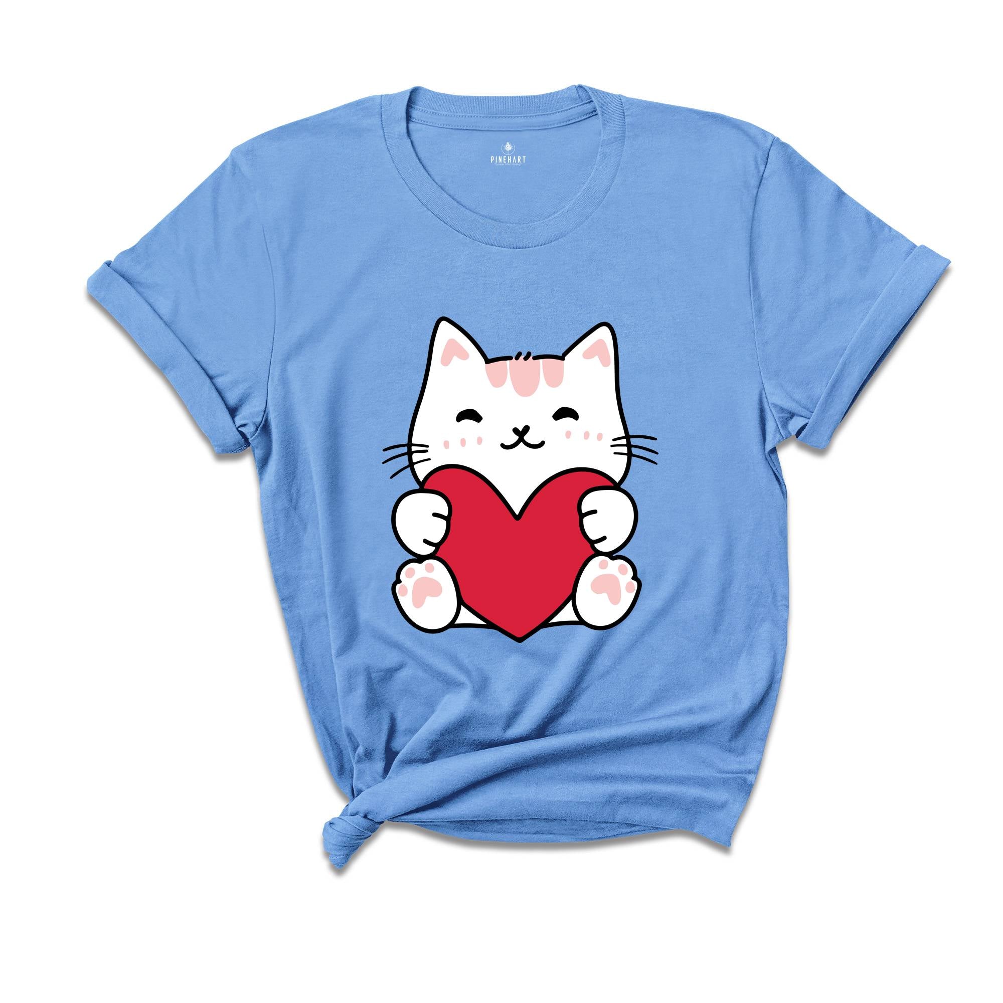 Cat Valentine Day Shirt, Valentines Day Gift, Cat Lover Tee, Cat Mom Tshirt, Valentine Cat Lover Shirt