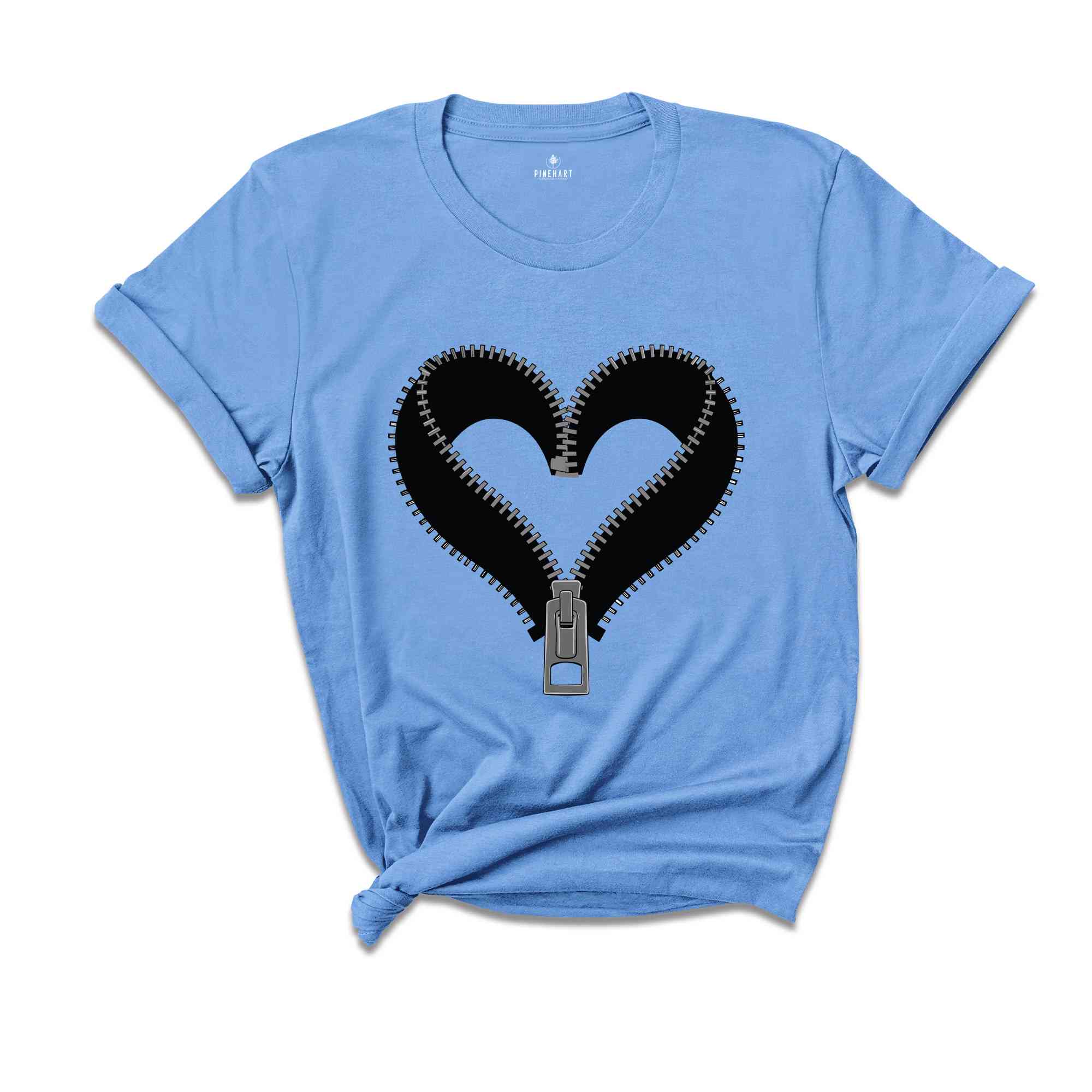 Zipper Heart Shirt, Heart Shirt, Romantic Heart Gift, Heart Shirt, Retro Heart Inspired Shirt, Minimalistic Zipped Heart Shirt