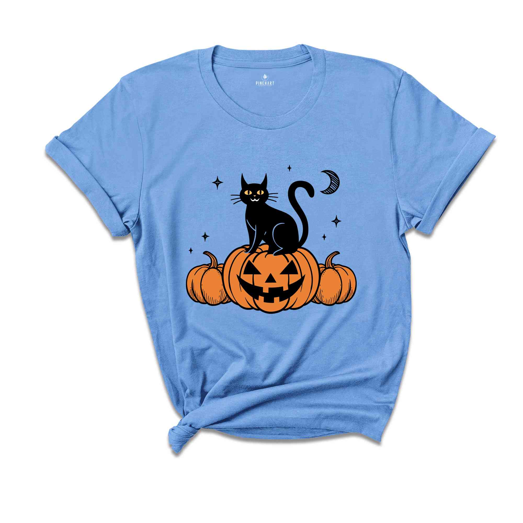 Black Cat on Pumpkin Shirt, Halloween Shirt, Fall Shirts, Spooky Season Shirt, Halloween Shirt, Black Cat Shirt