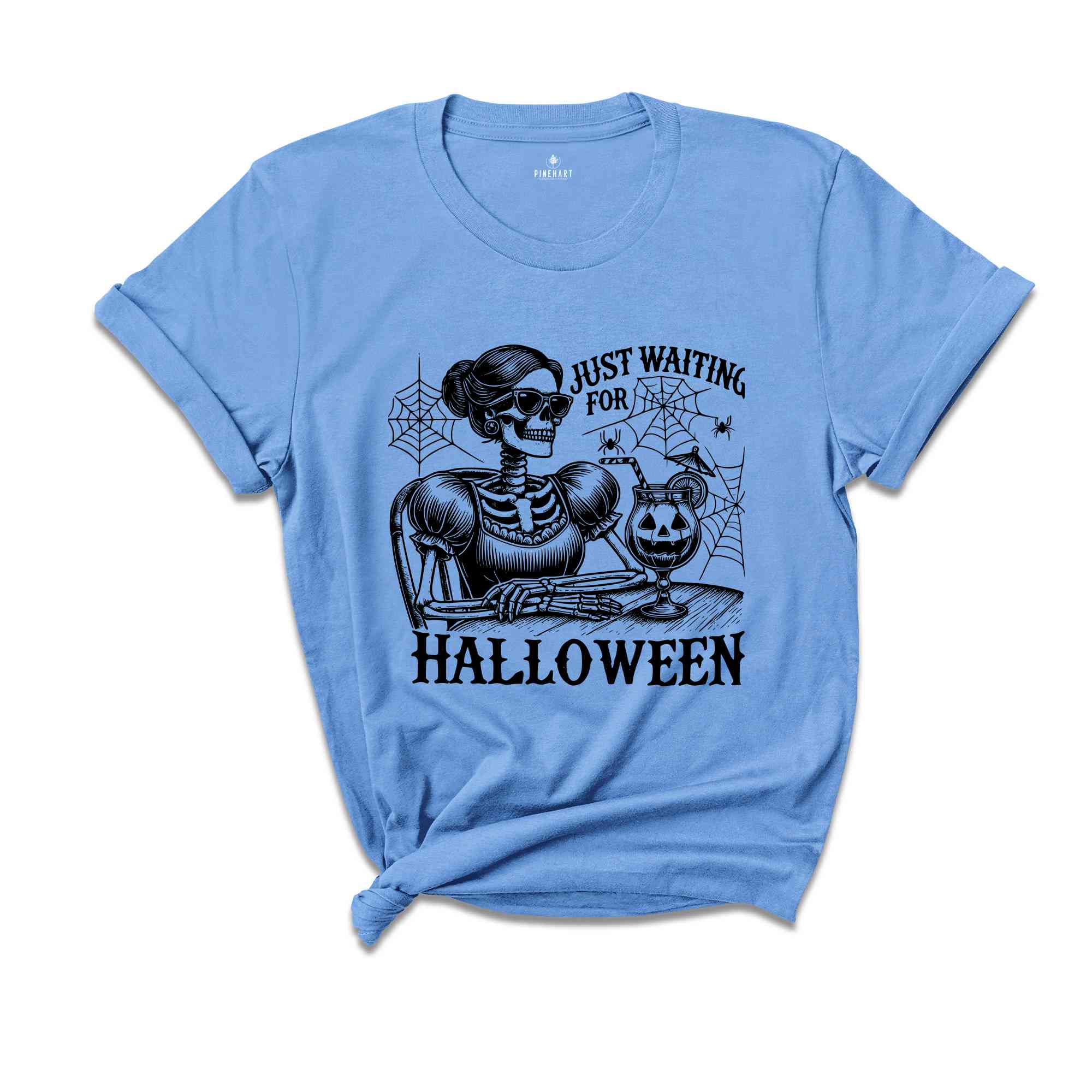 Just Waiting For Halloween Shirt, Halloween T-Shirt, Funny Halloween Shirt, Skeleton Halloween Tee, Skeleton Dancing Shirt