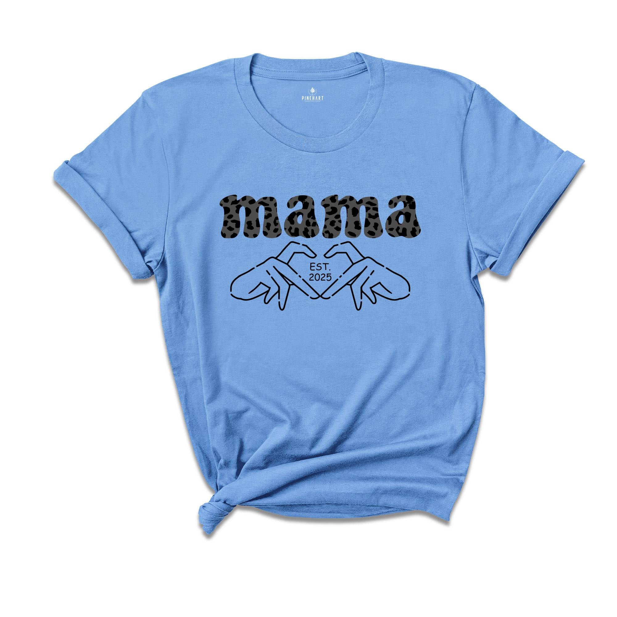 Custom Mama Shirt, Mothers Day Shirt, Mom Shirt, Personalized Mothers Day Gift, Gift For Mom, Single Mom Shirt, Finger Heart Shirt