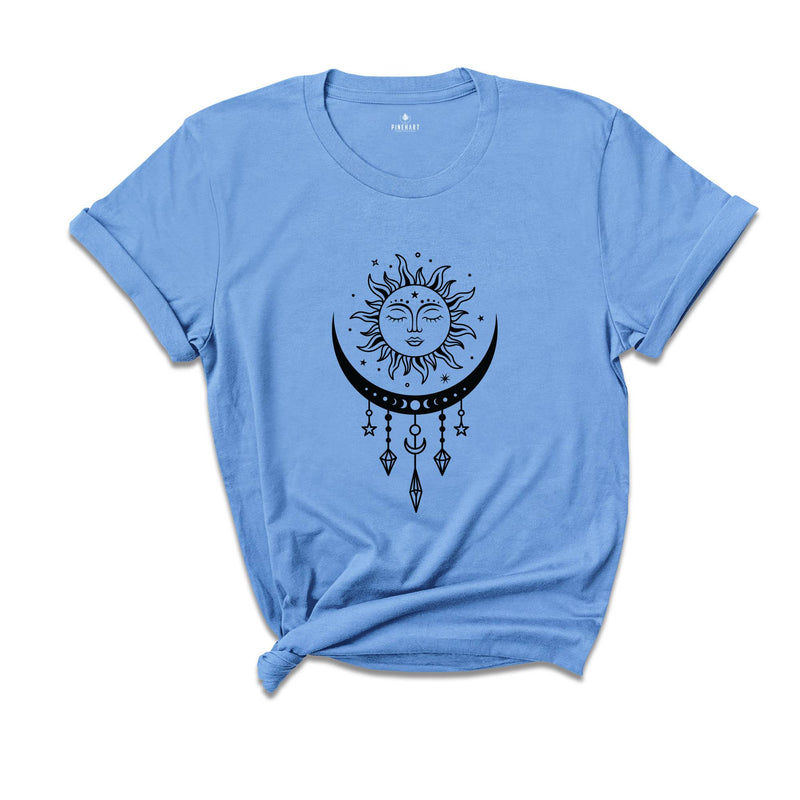 Mystic Sun And Moon Shirt, Moon Phase Shirt, Celestial Shirt, Boho Moon Shirt, Spiritual Shirt, Vintage Moon Shirt, Mystical Sun Shirt