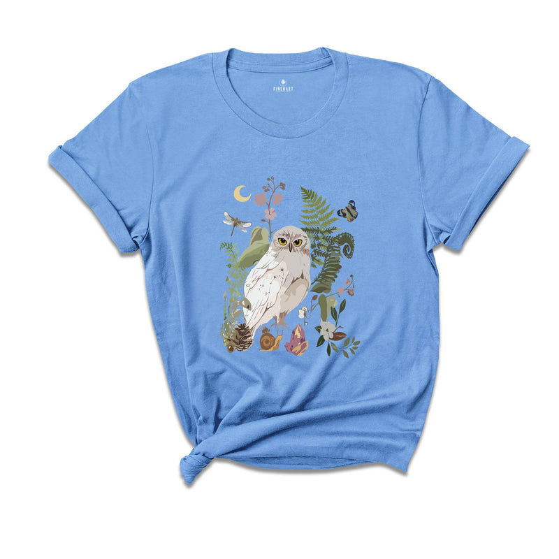 Mystical White Owl Shirt, Magical Witchy Snow Owl Shirt, Forestcore Shirt, Dark Cottage Core Shirt, Quartz Crystal Lover Shirt, Owl Shirt