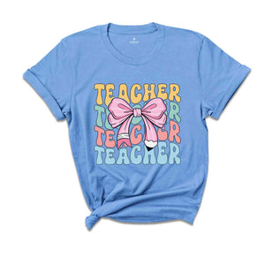 Teacher Coquette Shirt, Teacher Pencil Coquette Bow Shirt, Teacher T-Shirt, Teacher Appreciation Shirt, Gifts For Teachers