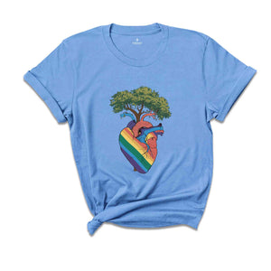 Progress Pride Shirt, Rainbow Pride Flag Gift, LGBT Shirt, Pride Month Festival Shirt, Inclusive Flag Shirt, Heart Tree of Life Shirt