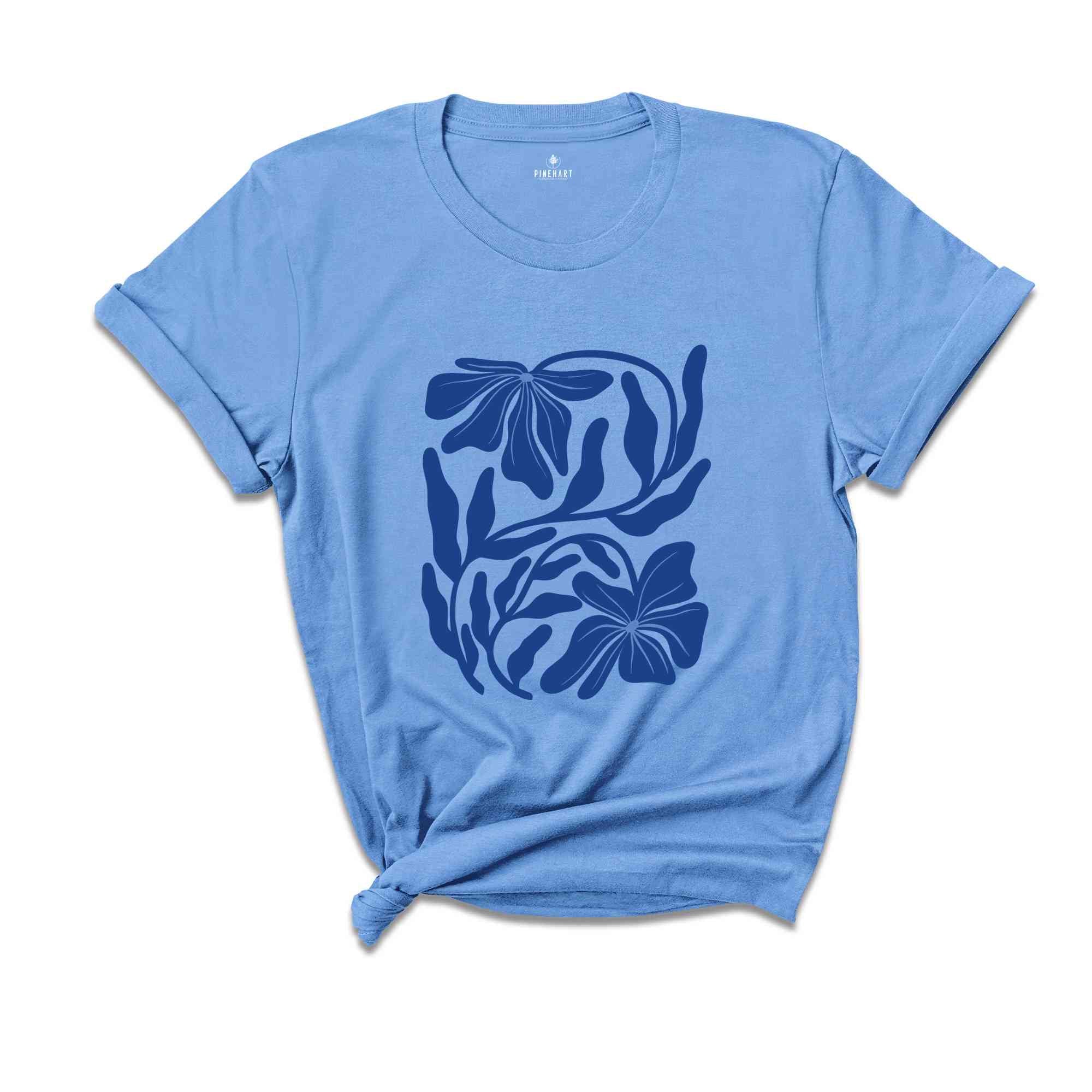 Blue Flower Shirt, Floral Shirt, Mothers Day Gift Shirt, Gardener T-shirt, Flowers Gift, Botanical Shirt