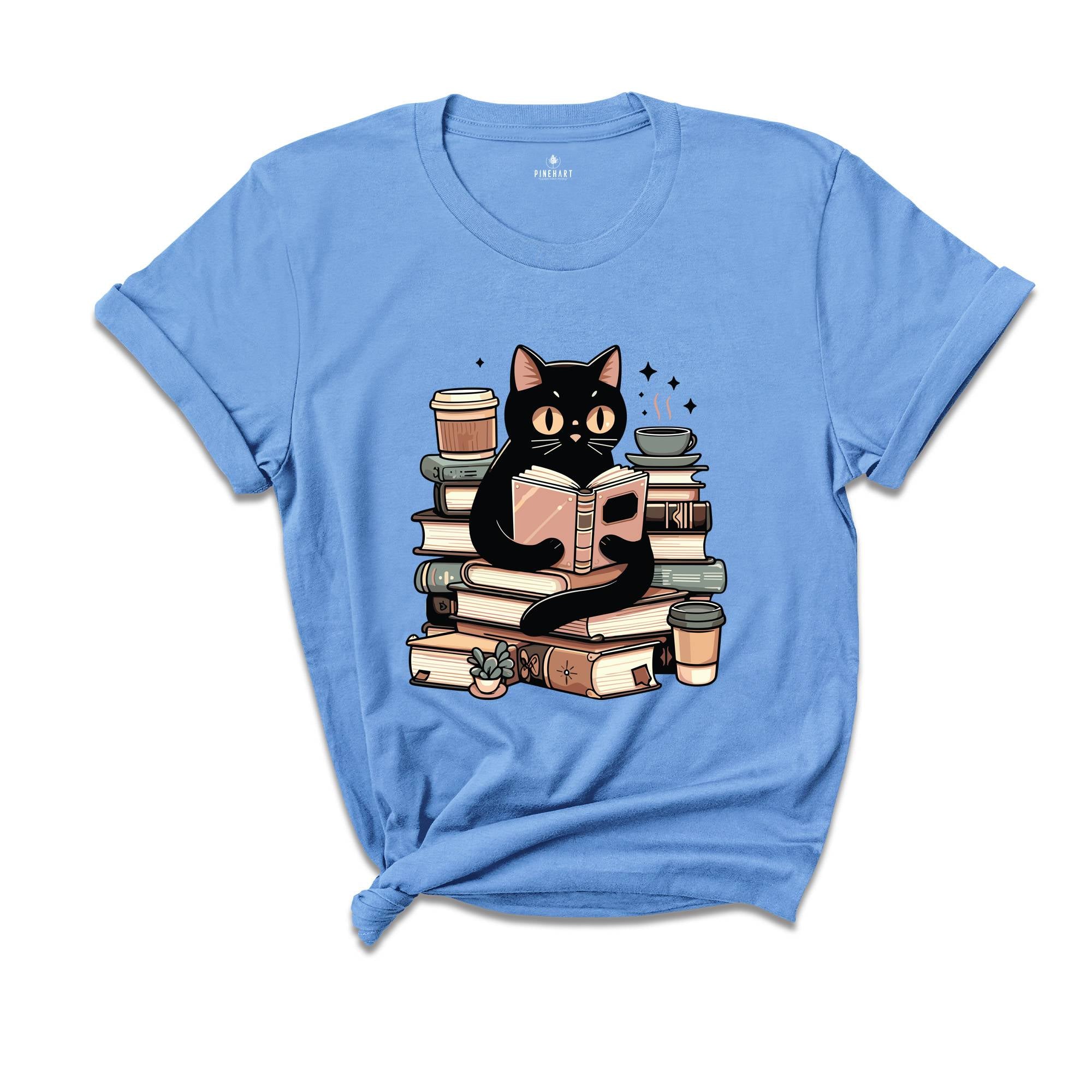 Cats Books Shirt, Cat Shirt, Black Cat Shirt, Cool Cat Shirt, Cat Lover Shirt, Retro Cat Shirt, Teacher Cat Shirt, Books Lover Shirt