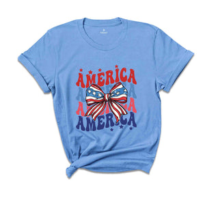 Coquette America Shirt, USA Shirt, Retro Stars And Stripes, Red White Blue Shirt, 4th of July Shirt, America Women's Shirt, Patriotic Shirt