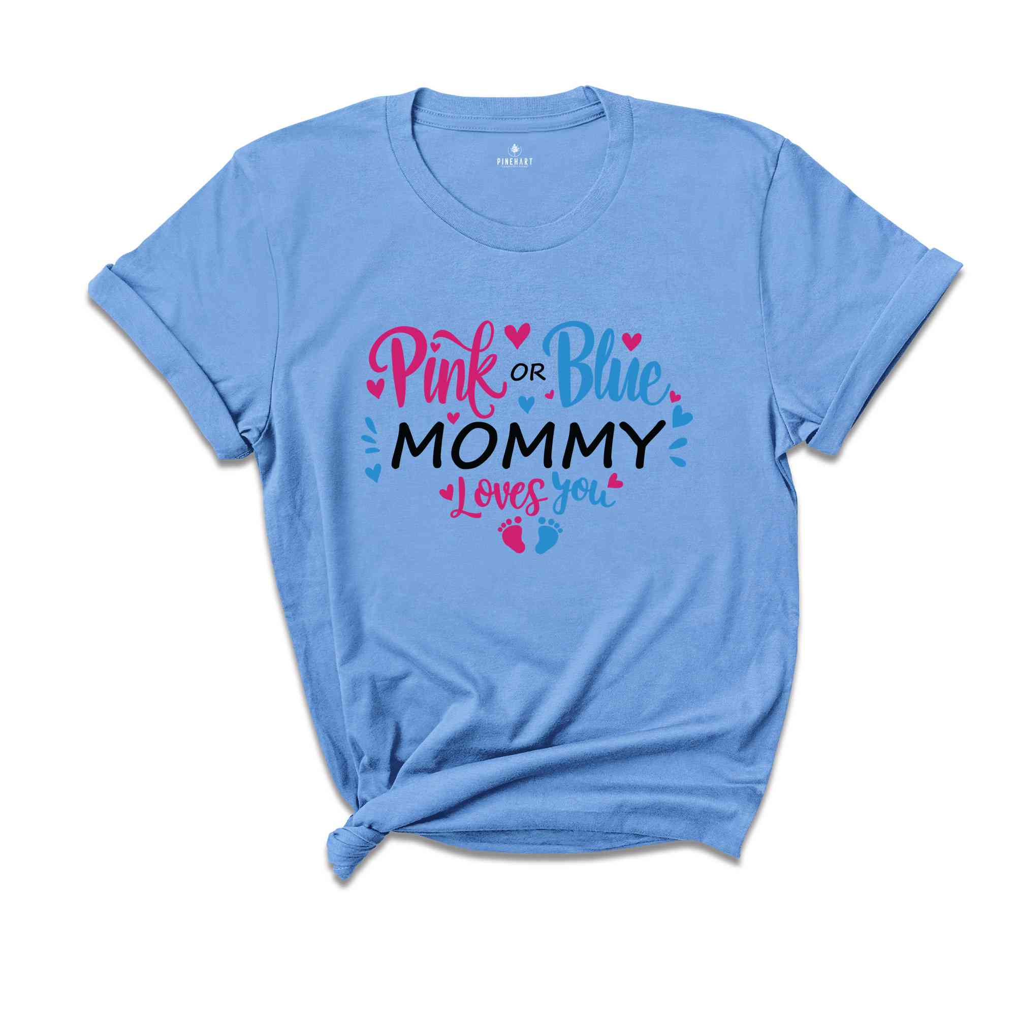 Gender Reveal Party T-Shirts, Pink or Blue Mommy Loves You Shirt, Mommy Daddy Baby Announcement Shirt, Pregnancy Annoucement Gifts