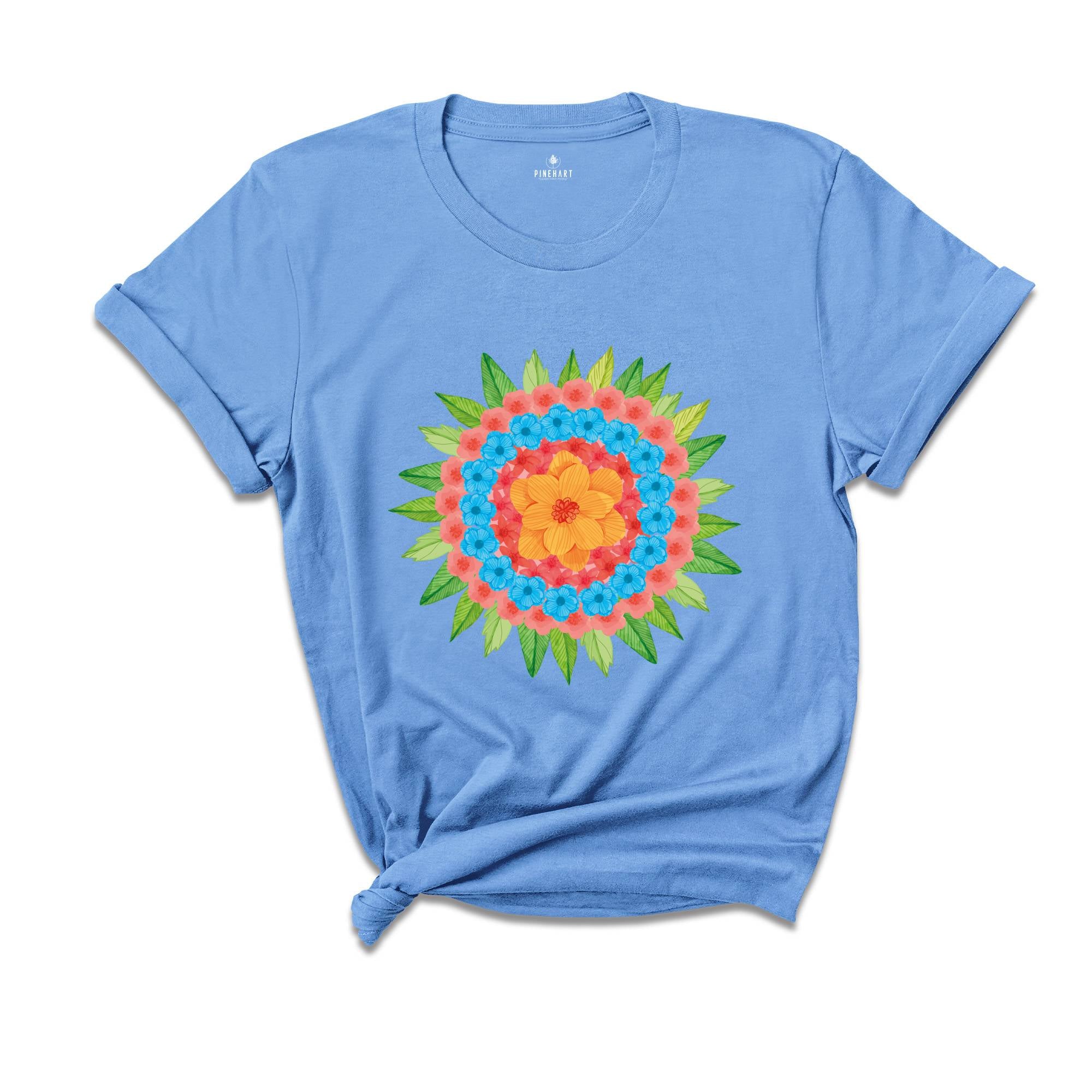 Mandala Shirt, Floral Mandala T-Shirt, Spring Floral Shirt, Flower Shirt, Florist Gift, Gift for Bestie, Mandala Lover Tee