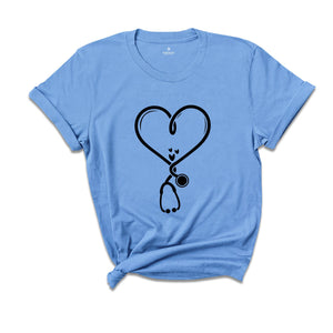 Heart Stethoscope Shirt, Valentine Nurse Tee, Valentine Doctor T-Shirt, Heart Stethoscope, Valentine Day Nurse Gift