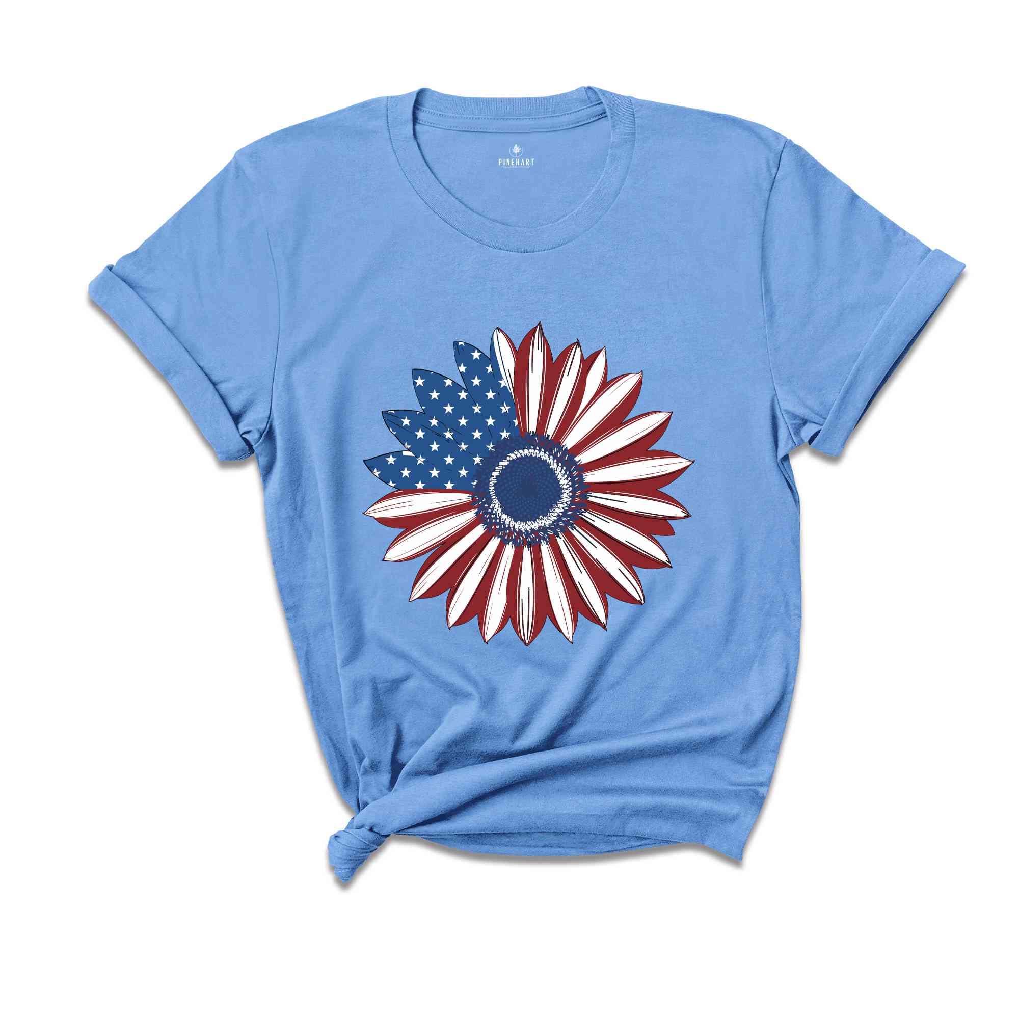 America Sunflower T-Shirt, USA Flag Flower T-Shirt, Gift For American, Freedom T-Shirt, Independence Shirt