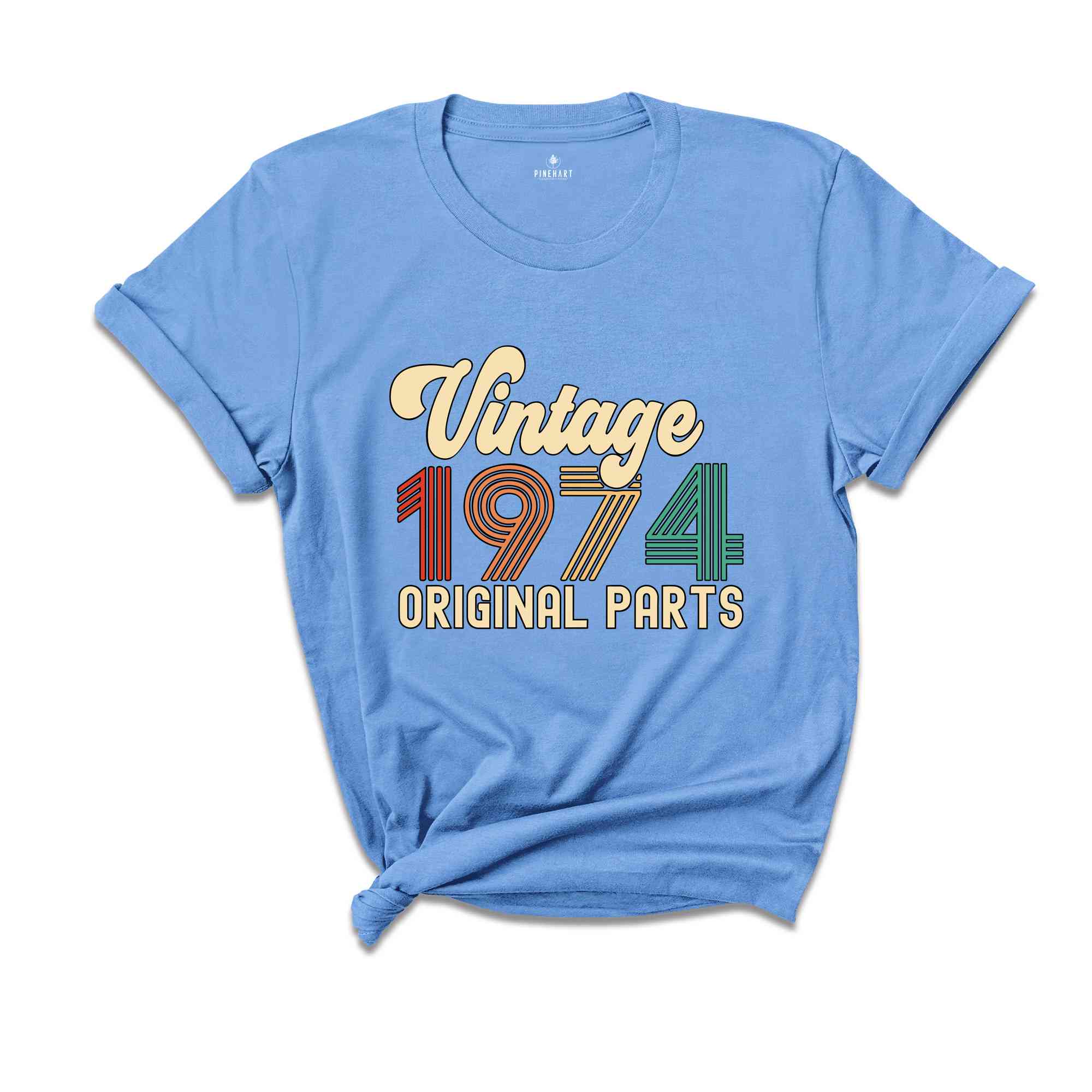 50th Birthday Shirt, Vintage 1974 Original Parts, Vintage 1974 Shirt, 50th Birthday Gift, Retro 50th Birthday Tee