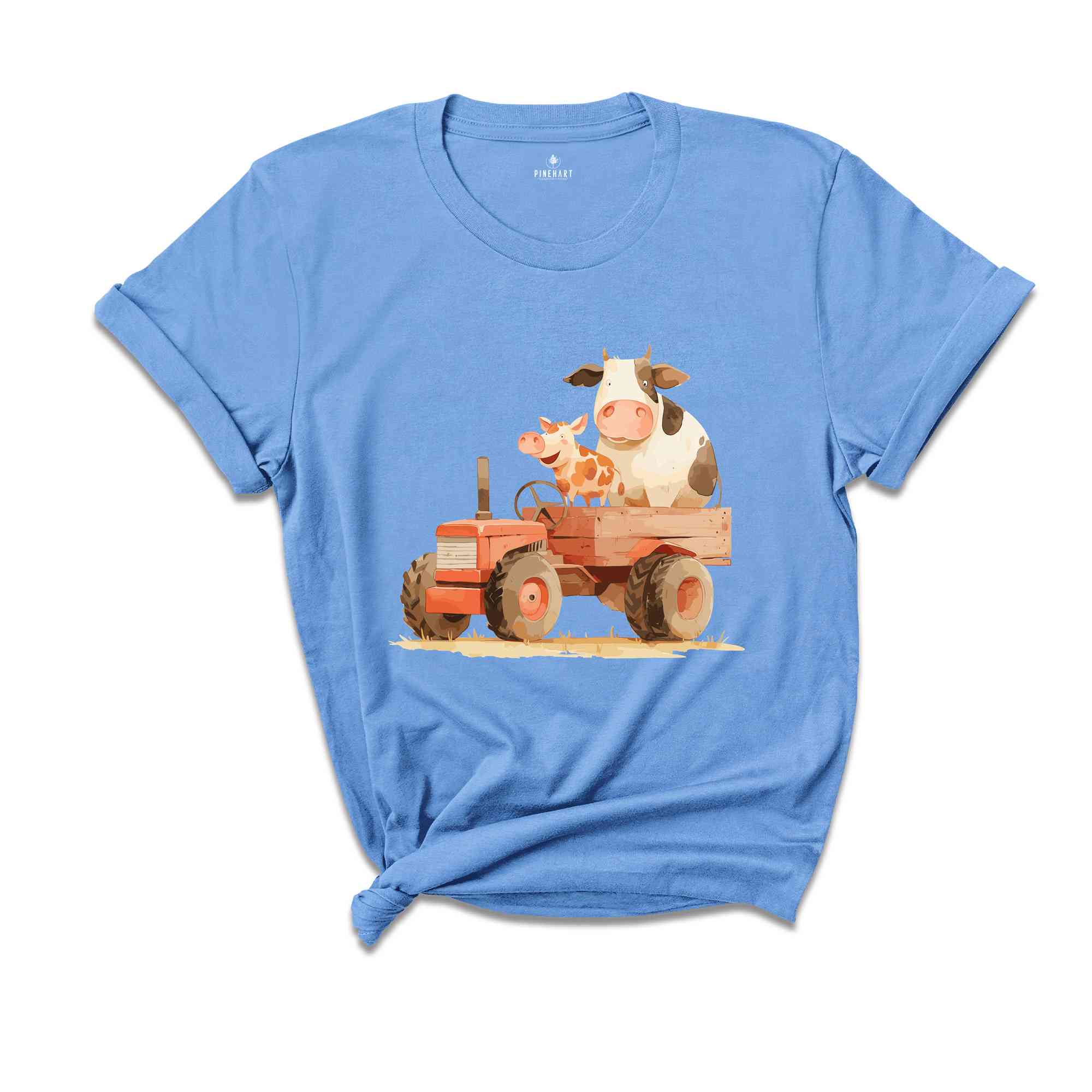 Farm Animals T-Shirt, Funny Farmer Shirt, Funny Animals In Tractor Tee, Cow Shirt, Chicken Shirt, Farmer Birthday Gifts