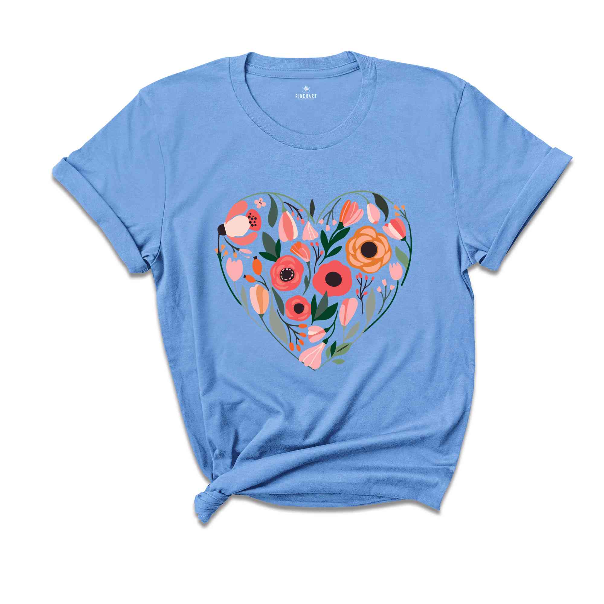 Wildflower Floral Shirt, Flower heart shirt ,Womens Flower Shirt, Botanical Shirt, Nature Lover Shirt, Spring Shirt