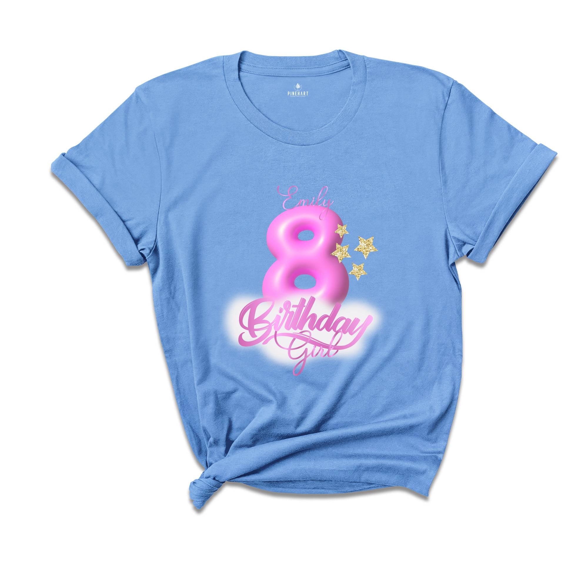 Custom Birthday Girl T-shirt, 8th Birthday Shirt, Birthday Party Shirt, Youth Adult Tshirt, Eight Birthday Tee, 8 Years Old Shirt