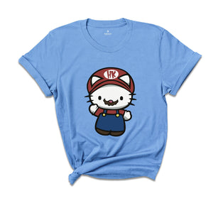 Hello Kitty Super Mario Shirt, Cute Mario Shirt, Adorable Shirt, Super Mario Gift, Super Mario Lover Tee, Hello Kitty Fan Gift