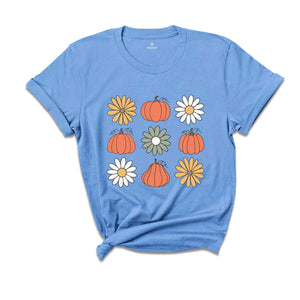 Pumpkins Flowers Halloween Shirt, Vintage Floral Pumpkins Shirt, Retro Pumpkin Shirt, Fall Shirt, Halloween Shirt, Retro Halloween Shirt