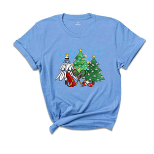 Christmas Badminton Tree T-Shirt, Sport Lover Tee, Badminton Lover Gift, Badminton Coach Shirt, Funny Badminton Shirt, Christmas Gift