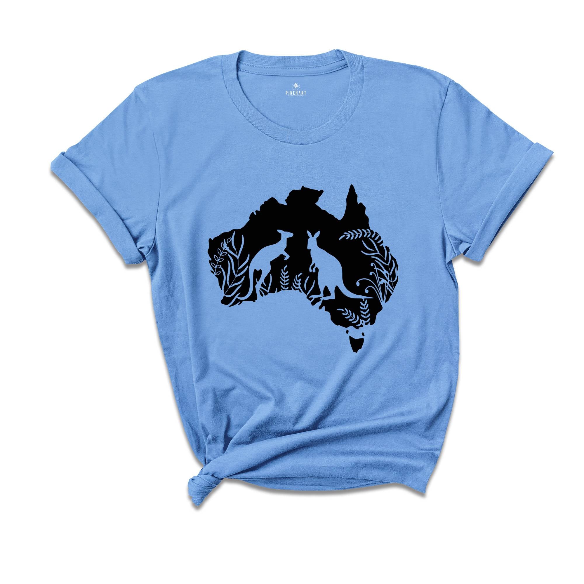 Australia Map Kangaroo Shirt, State Home Shirts, Kangaroo Shirt, Australia Tshirt, Animal Lover Tee, Australian Gift, Travel Lover Shirt