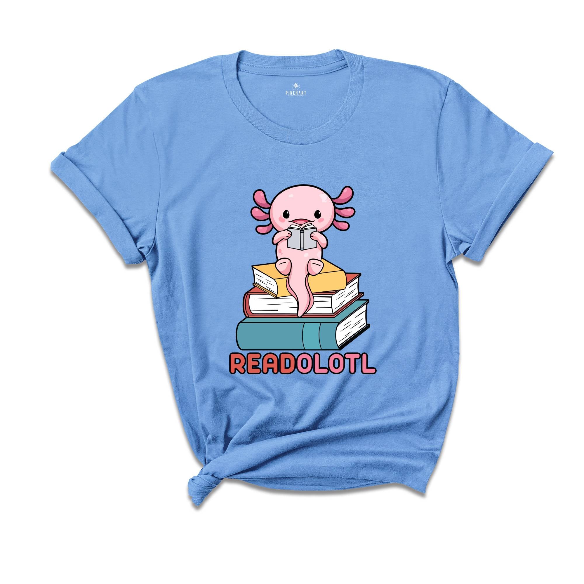 Readolotl Cute Shirt, Library T-Shirt, Bookworm Gift Tee, Axolotl Book Lover Tee, Librarian Gift, Book Lover Gift