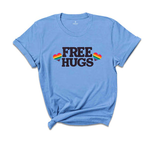 Free Hugs Rainbow Heart Shirt, Pride Month Shirt, Rainbow Heart Shirt, Hug T-shirt, LGBT Hug Tshirt, Rainbow Flag Heart Tee