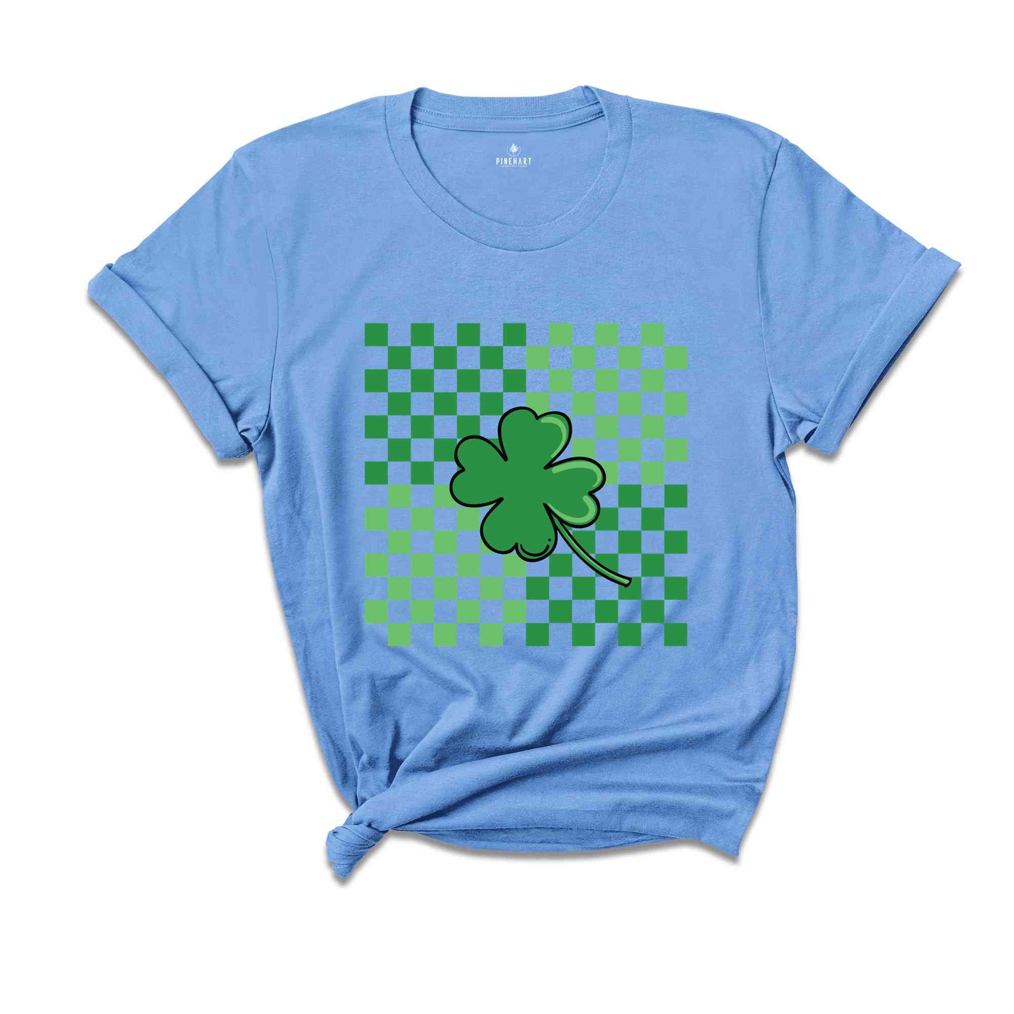 St Patricks Day Shirt, Clover Shirt, Retro Checkered St Patrick Shirt, St Patricks Clover Shirt, Shamrock Shirt, Gift For St Patricks