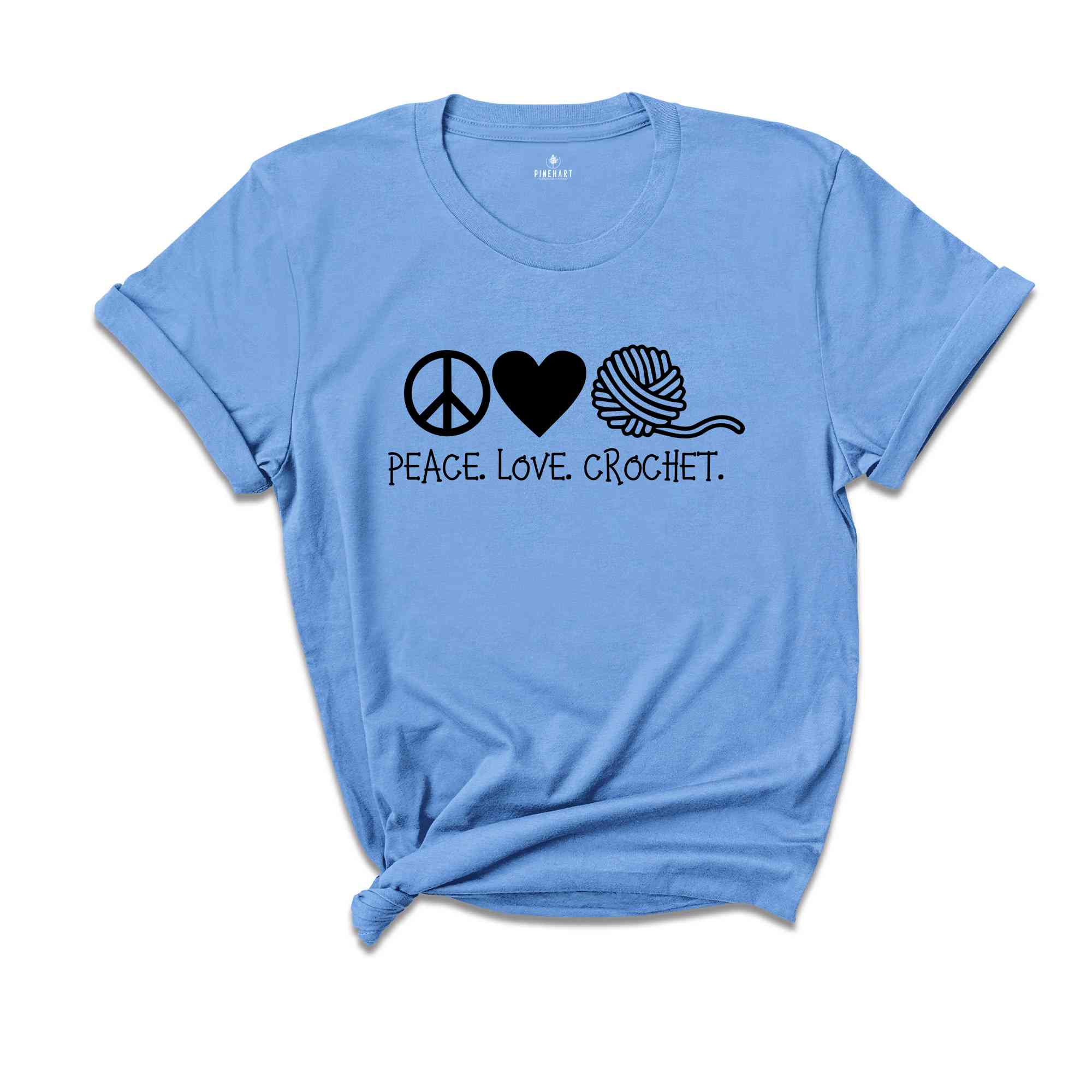 Crochet Shirt, Peace Love Crochet, Gift for Mom, Crafter Mom Shirt, Crochet Lover Shirt, Knitting Funny Quote Shirt