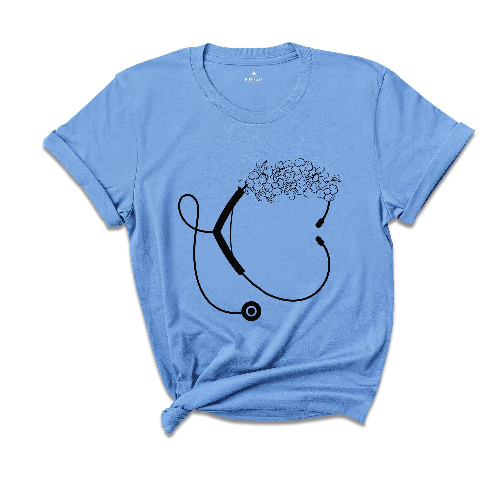 Floral Stethoscope Shirt, Stethoscope T-Shirt, Healthcare Worker Tee, Floral Nurse Shirt, Nursing School Gift, Medical Assistant