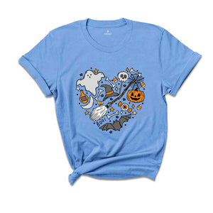 Halloween Doodles Hearth Shirt, Witch Hat T-Shirt, Halloween Moms Shirt, Spooky Season Shirt, Scary Pumpkin Shirt, Love halloween Tee