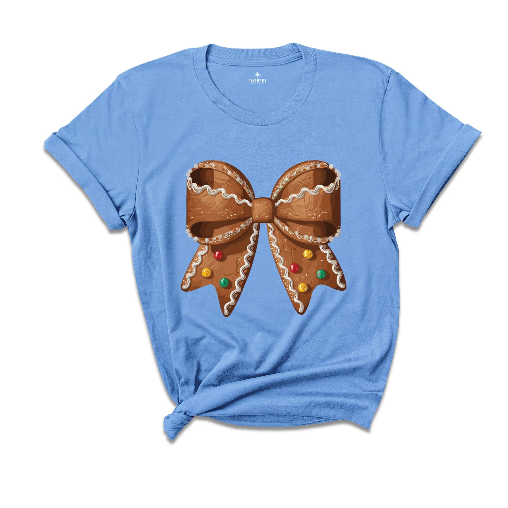 Christmas Gingerbread Shirt, Christmas Bow Shirt, Coquette Christmas Tee, Christmas Gift, Holiday Christmas Shirt