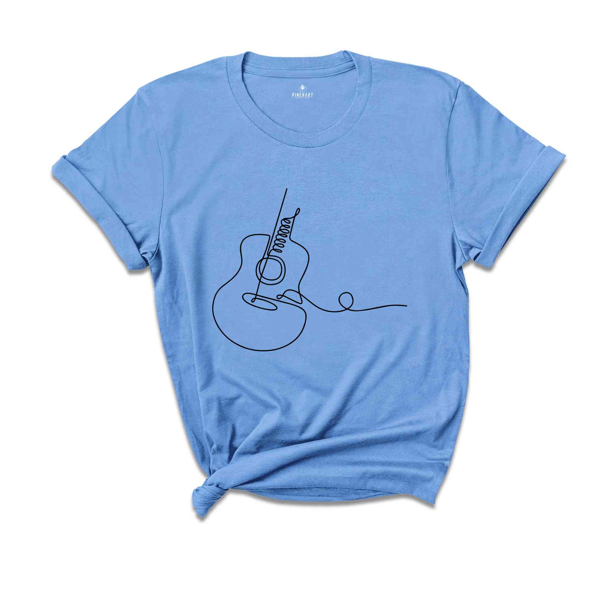 Acoustic Guitar T-Shirt, Musician Tee, Line Art Apparel, Guitar Player Tee, Cool Band Tee, Music Lover Artist Tee