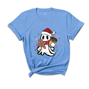 Cute Christmas Ghost With Coffee Shirt, Coffe Lover Christmas Shirt, Ghost Shirt, Cute Christmas Shirt, Christmas Gift, Coffee Shirt