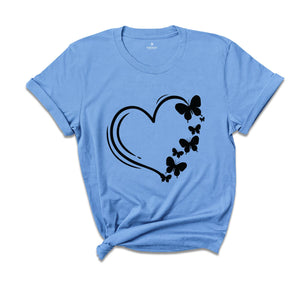 Heart Butterflies Shirt, Heart Shirt, Butterfly Shirt, Summer Valentine's Day Shirt, Valentine's Day Shirt, Valentine Shirt, Love Shirt