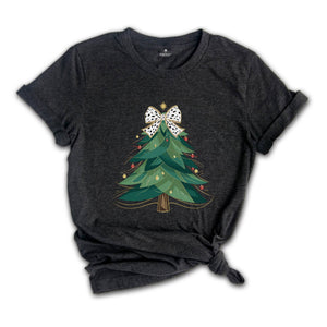 Coquette Christmas Tree, Girly Christmas Tree T-shirt, Christmas Coquette Bow Shirt, Merry Christmas T-shirts