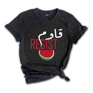 Resist T-Shirt, Stand With Palestine Tee, Stop The Genocide Shirt, Support Palestine Shirt, Free Gaza Tee, Watermelon Palestine Shirt