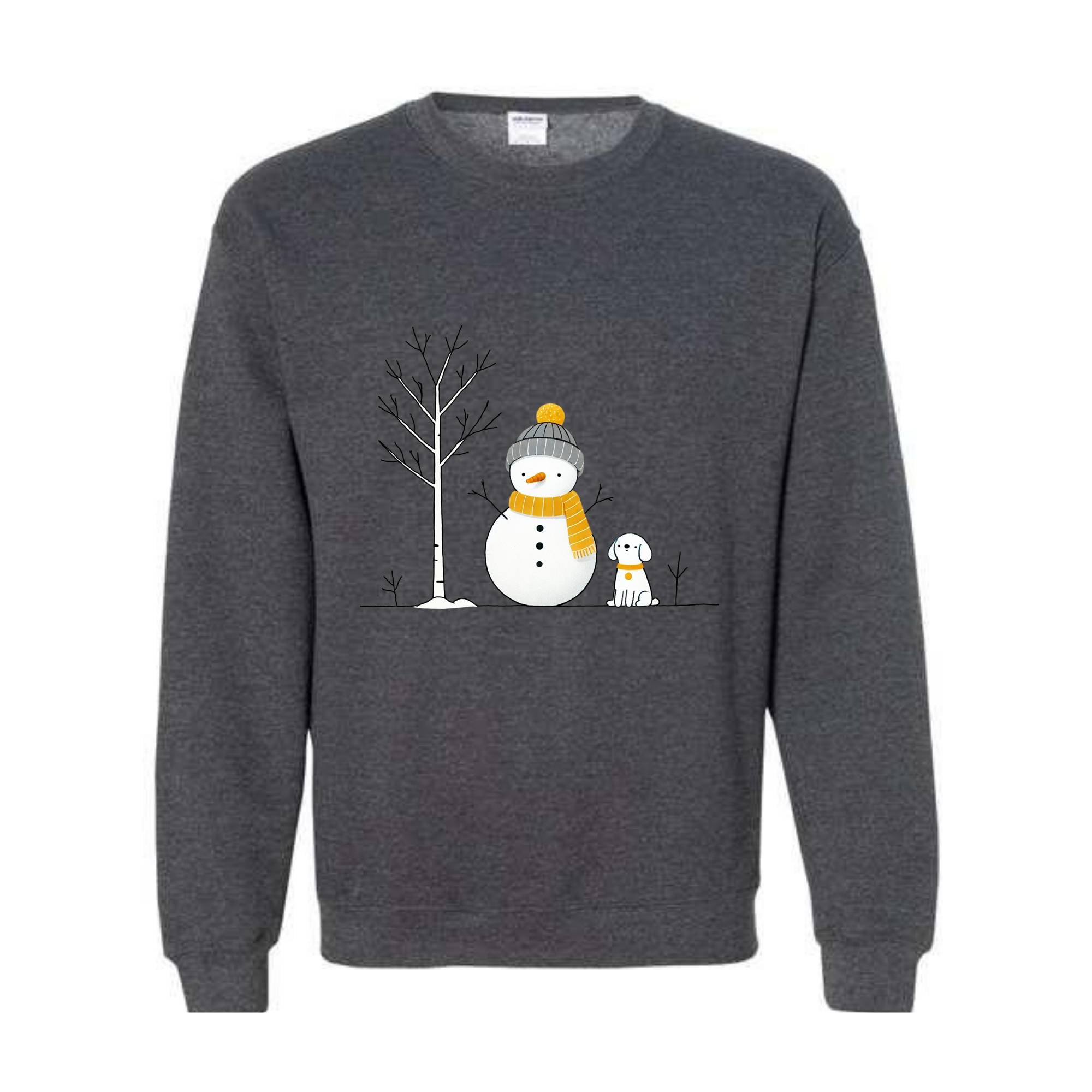 Christmas Snowman And Dog Sweatshirt, Christmas Tree Sweatshirt, Snowman Sweatshirt, Dog Lover Christmas Sweatshirt, Christmas Sweatshirt