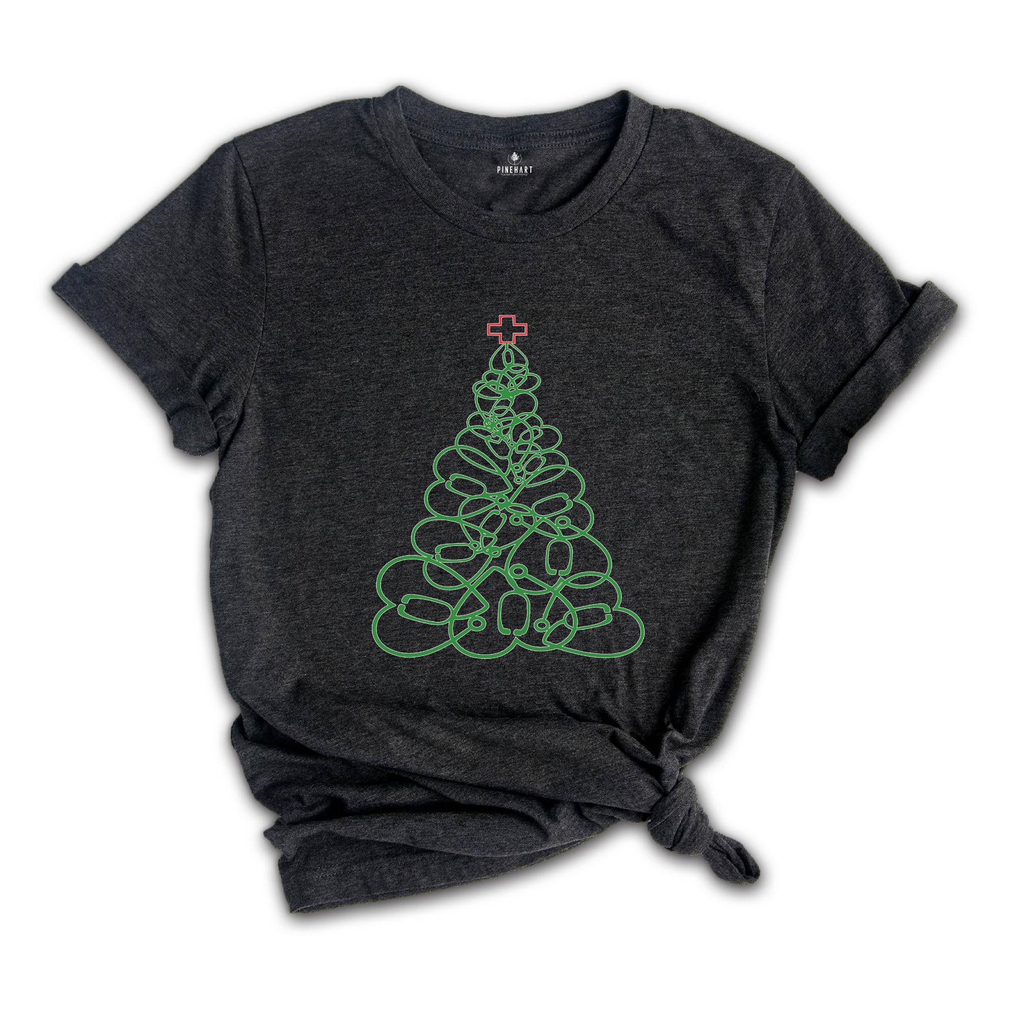 Nurse Christmas Tree T-Shirt, Stethoscope Tree Shirt, Nursing Shirt, Cute Christmas Tee, Christmas Doctor Gift