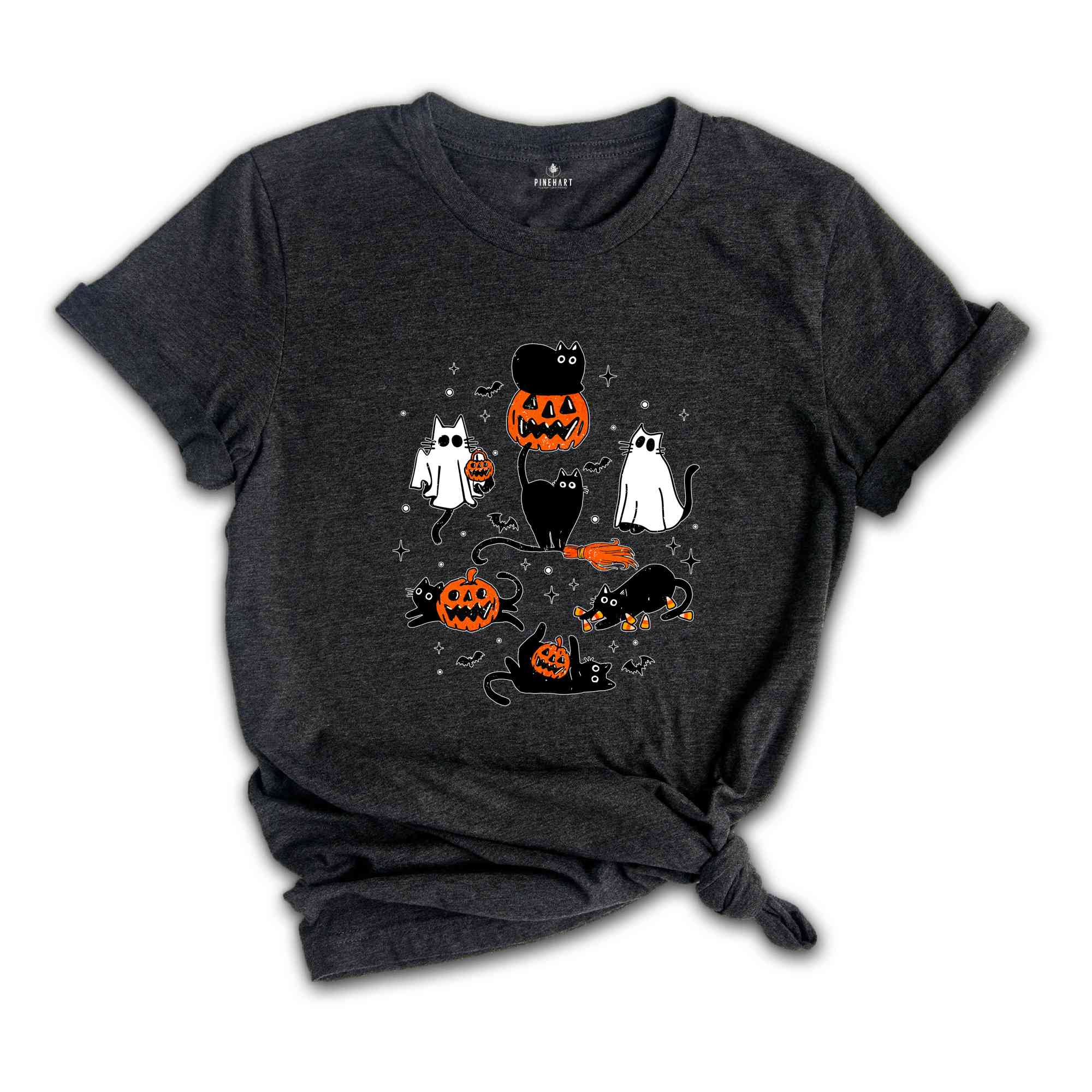 Black Cat Halloween Shirt, Ghost Cat Shirt, Ghost Black Cats Shirt, Fall Cat Shirt, Cat Lover Gift, Spooky Season Shirt