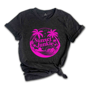 Sunset Junkie Shirt, Beach Vibes Tee, Floral Shirt, Summer Vibes Shirt, Beach Sunset Shirt, Gift For Her