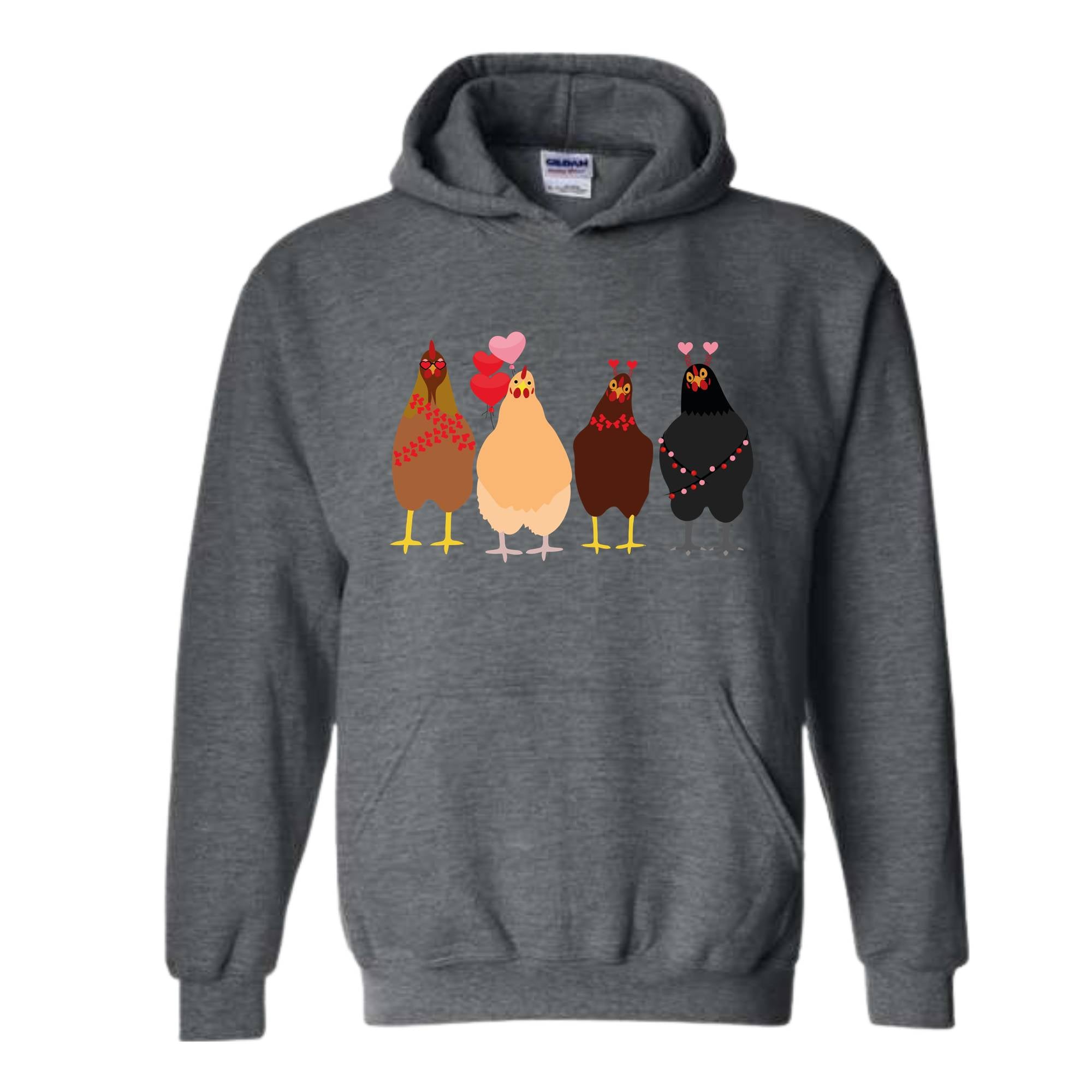 Сute Valentine Chickens Hoodie , Valentine Farm Animals Sweatshirt, Valentine day , Funny Valentine , Valentine Sweatshirt