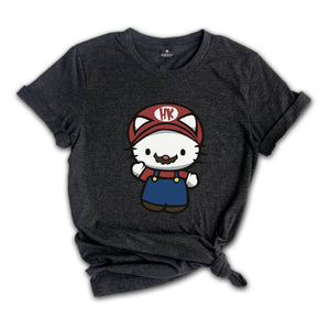 Hello Kitty Super Mario Shirt, Cute Mario Shirt, Adorable Shirt, Super Mario Gift, Super Mario Lover Tee, Hello Kitty Fan Gift