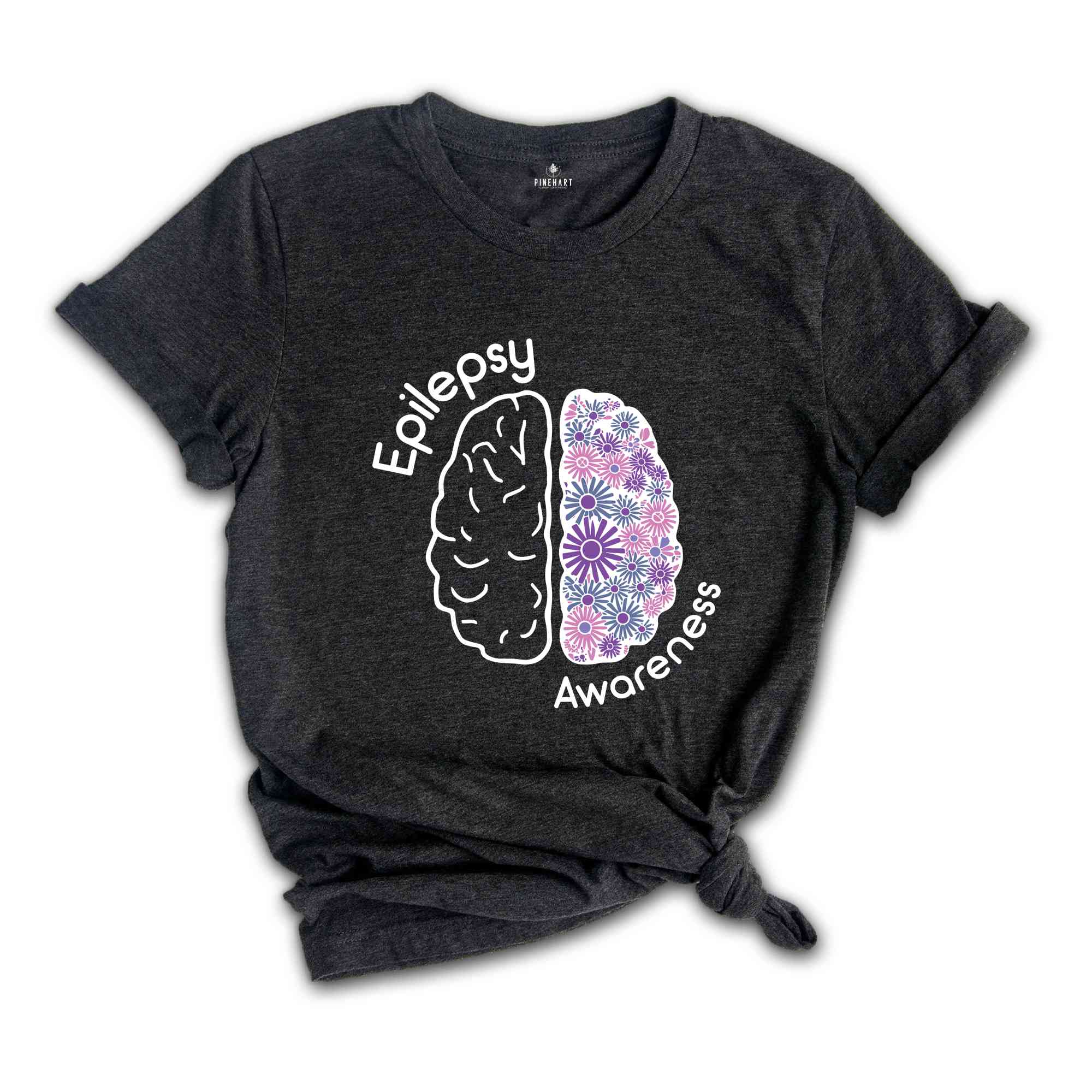 Epilepsy Awareness Shirt, Brain Shirt, Floral Brain Shirt, Epilepsy Gift, Motivational Shirt, Epilepsy Mom Shirt, Purple Ribbon Shirt