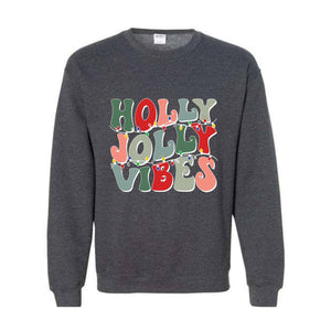 Holly Jolly Vibes Sweatshirt, Retro Christmas Sweatshirt, Christmas Vibes Sweatshirt, Groovy Christmas Sweatshirt, Christmas Vacation