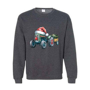 Tractor Christmas Sweatshirt, Christmas Boy Sweater, Santa Kids Shirt